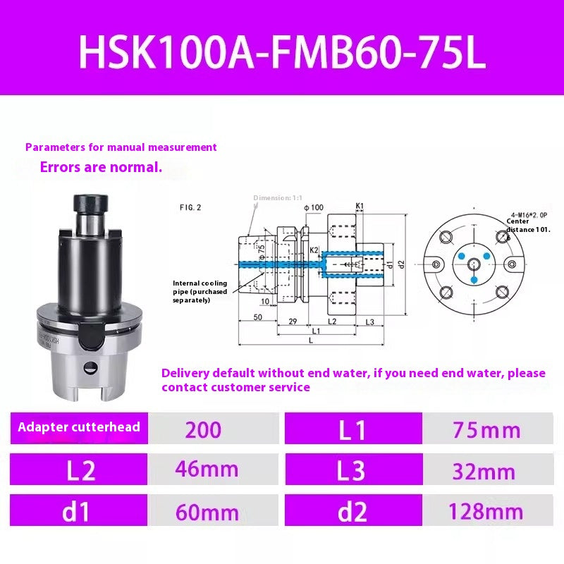 2100-HSK100A Face mill shank HSK A100 FMB22 27 32 40 60 Face internal cooled water type Shandong Denso Pricision Tools Co.,Ltd.